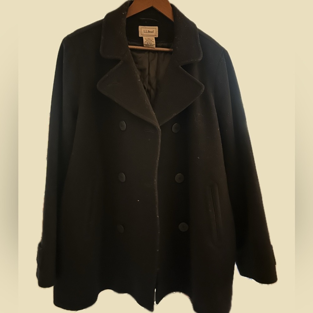 LL Bean black peacoat, size 16